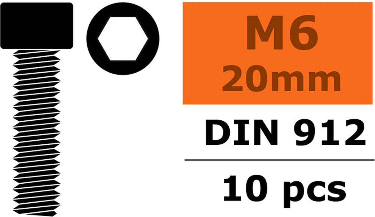Revtec - Cilinderkopschroef - Binnenzeskant - M6X20 - Staal - 10 st