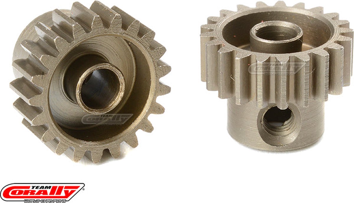 Team Corally - 48 DP Motortandwiel - Kort - Gehard staal - 21 Tanden - Motoras dia. 3.17mm