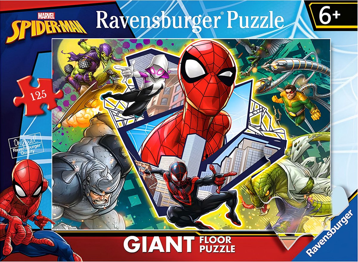 Ravensburger, Reusachtige 125-delige vloerpuzzel Spider-man met superheldenthema, Veelkleurig