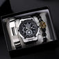 DRX Heren Quartz Horloge en armbanden - Polshorloge - Heren - Cadeau - Horloge - Geschenk - Mannen - Zilver - Polsband zilver zwart