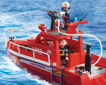 Playmobil 9503 - Mega Brandweer Set - Inclusief boot met onderwatermoter , helicopter en strandbuggy