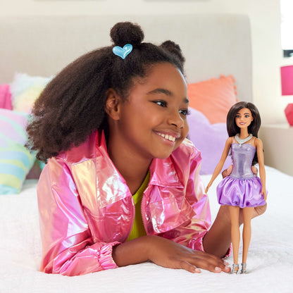 Barbie Fashionista Pop in Sequined Purple Dress.