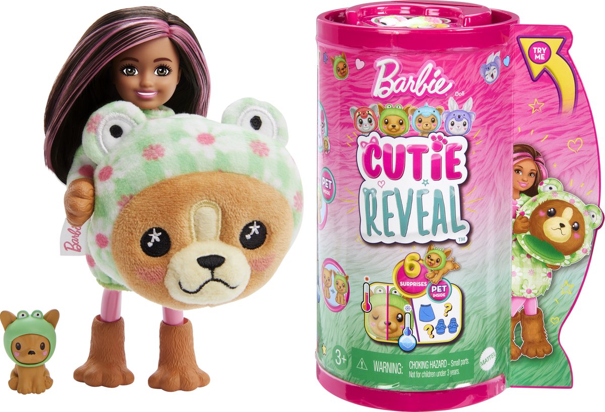 Barbie Cutie Reveal Pop - 13,9 cm - Hond Kikker - Barbiepop