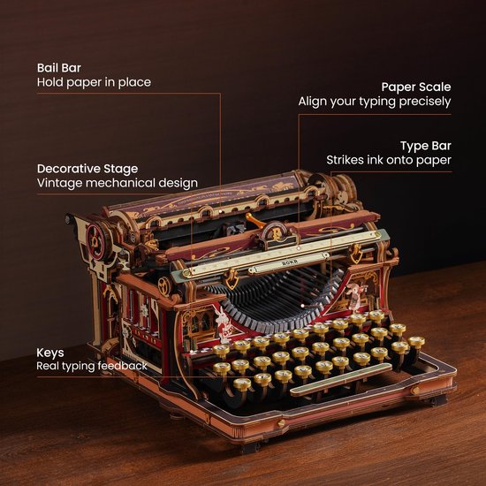 Mechanical Typewriter (magic version) - LK703C - ROKR Mechanical Gears Series - Typemachine