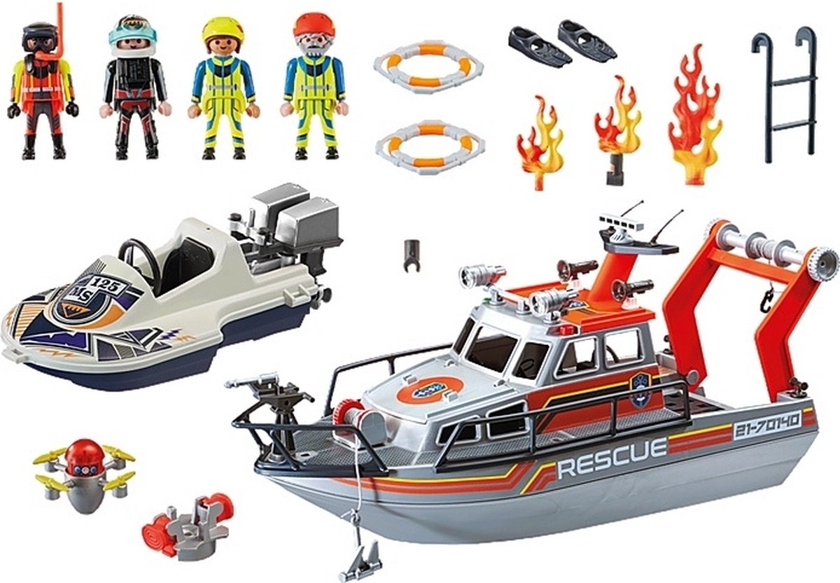 PLAYMOBIL City Action Redding op zee: brandbestrijdingsmissie met reddingskruiser - 70140
