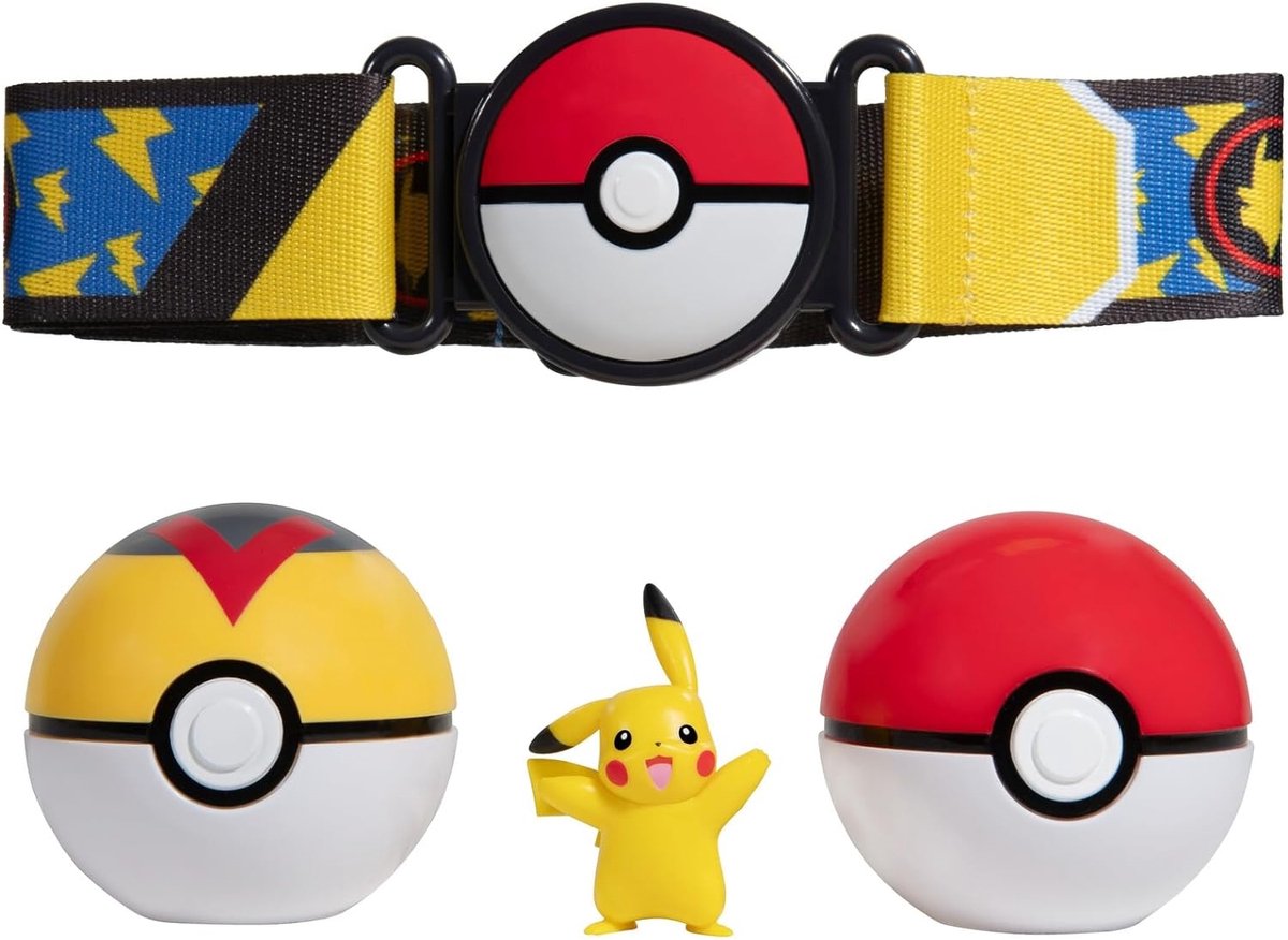 Jazwares Pokémon Clip'n'Go Poké Ball Belt Set Poké Ball, Luxury Ball & Pikachu Action Figuur
