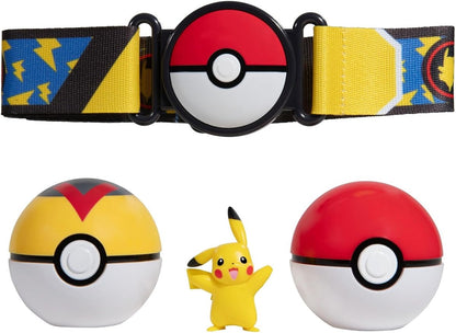 Jazwares Pokémon Clip'n'Go Poké Ball Belt Set Poké Ball, Luxury Ball & Pikachu Action Figuur