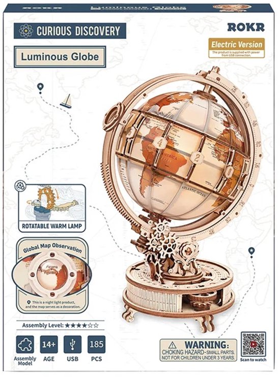 ROKR Wereldbol Globe Elektrisch Draaiend met Verlichting ST003D