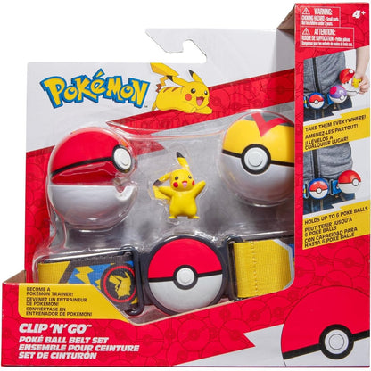 Jazwares Pokémon Clip'n'Go Poké Ball Belt Set Poké Ball, Luxury Ball & Pikachu Action Figuur