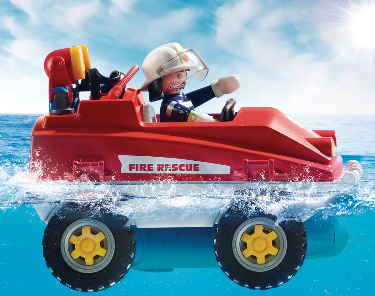 Playmobil 9503 - Mega Brandweer Set - Inclusief boot met onderwatermoter , helicopter en strandbuggy