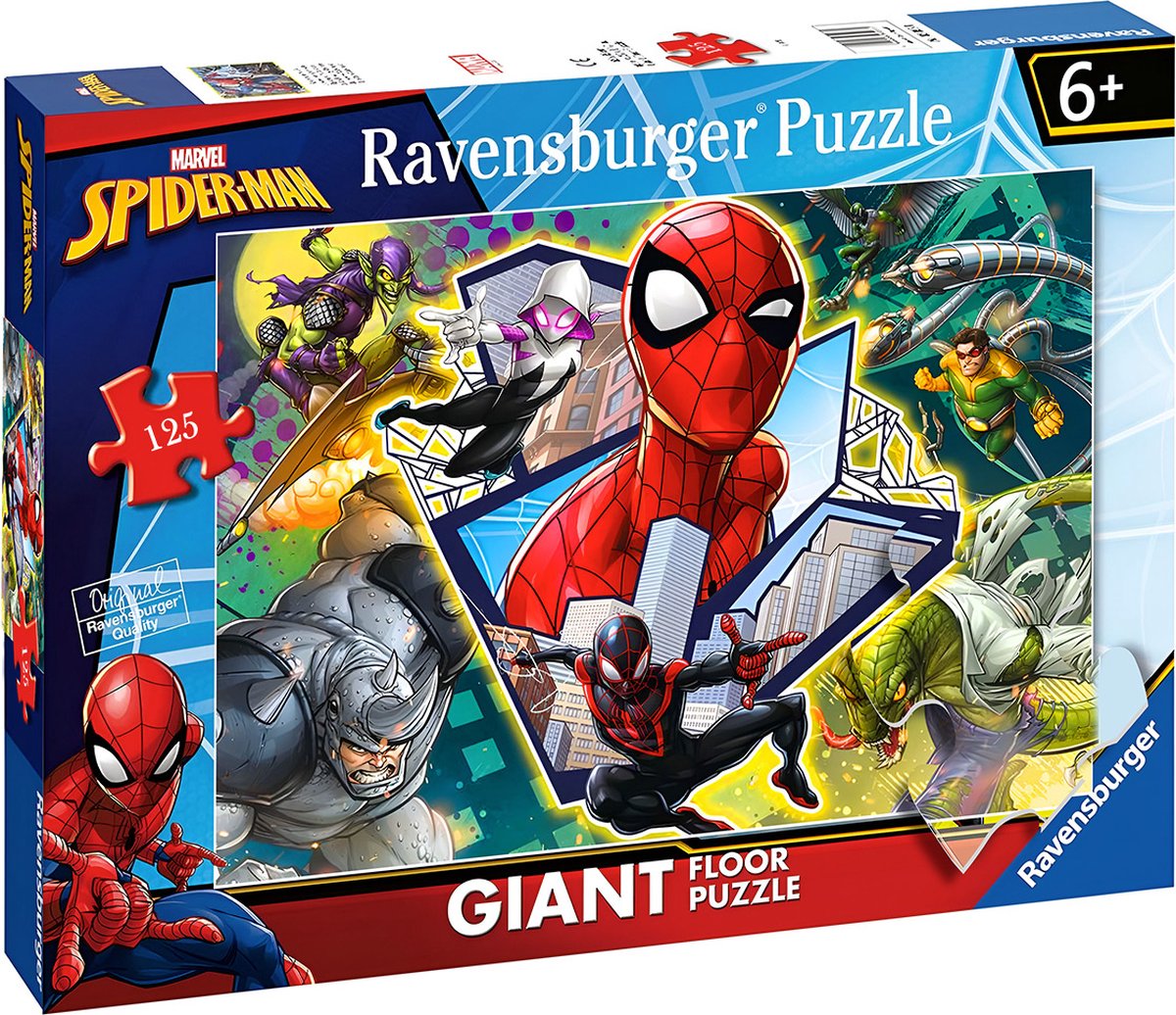 Ravensburger, Reusachtige 125-delige vloerpuzzel Spider-man met superheldenthema, Veelkleurig