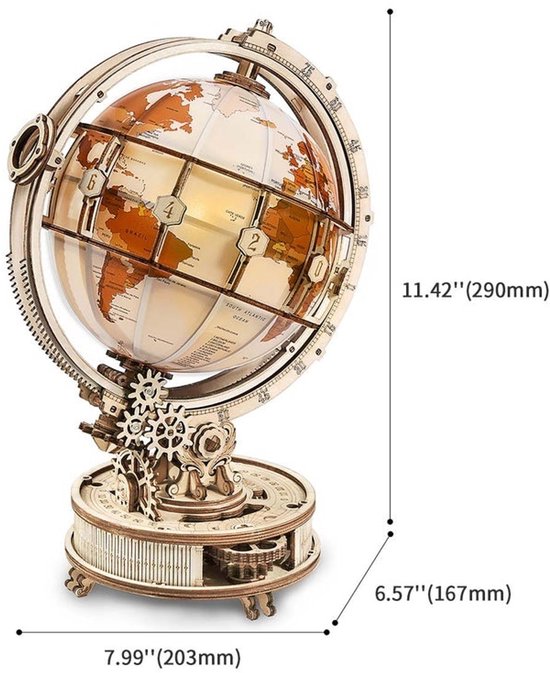 ROKR Wereldbol Globe Elektrisch Draaiend met Verlichting ST003D
