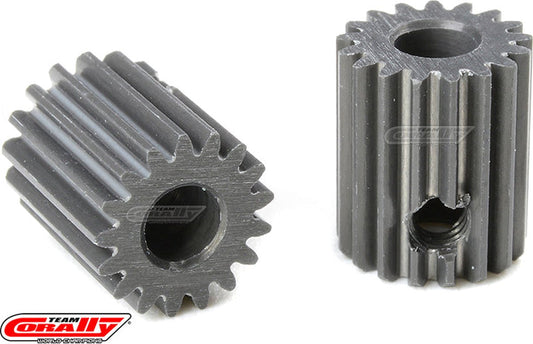 Team Corally - 64 DP Motortandwiel - Kort - Hard geanodiseerd AL7075 - 17 Tanden - Motoras dia. 3.17mm