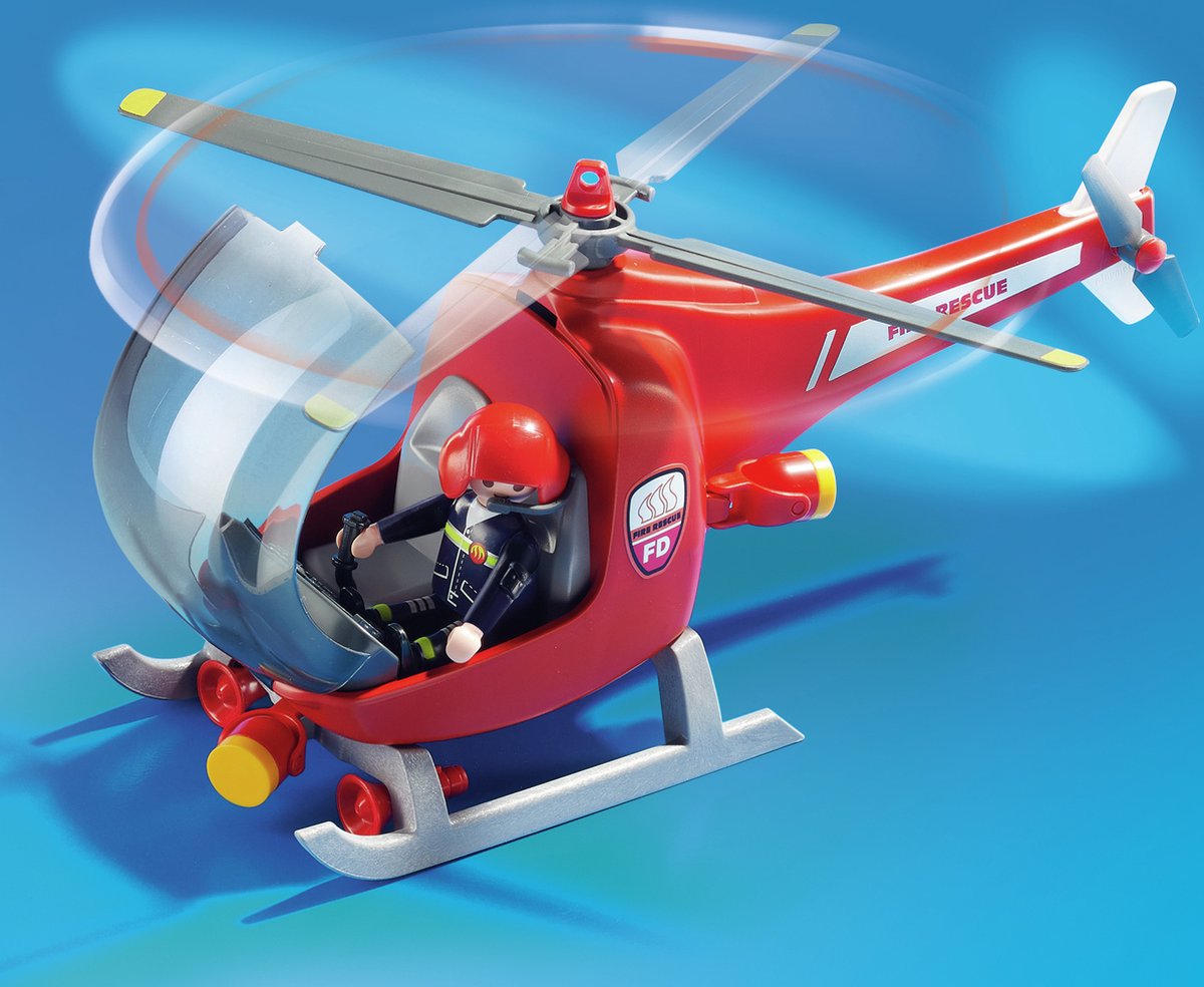 Playmobil 9503 - Mega Brandweer Set - Inclusief boot met onderwatermoter , helicopter en strandbuggy