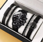 DRX - HerenHorloge - Polshorloge - Heren - Cadeau - Horloge - Armbanden - Mannen Sieraden - Zwart Leer - Polsband
